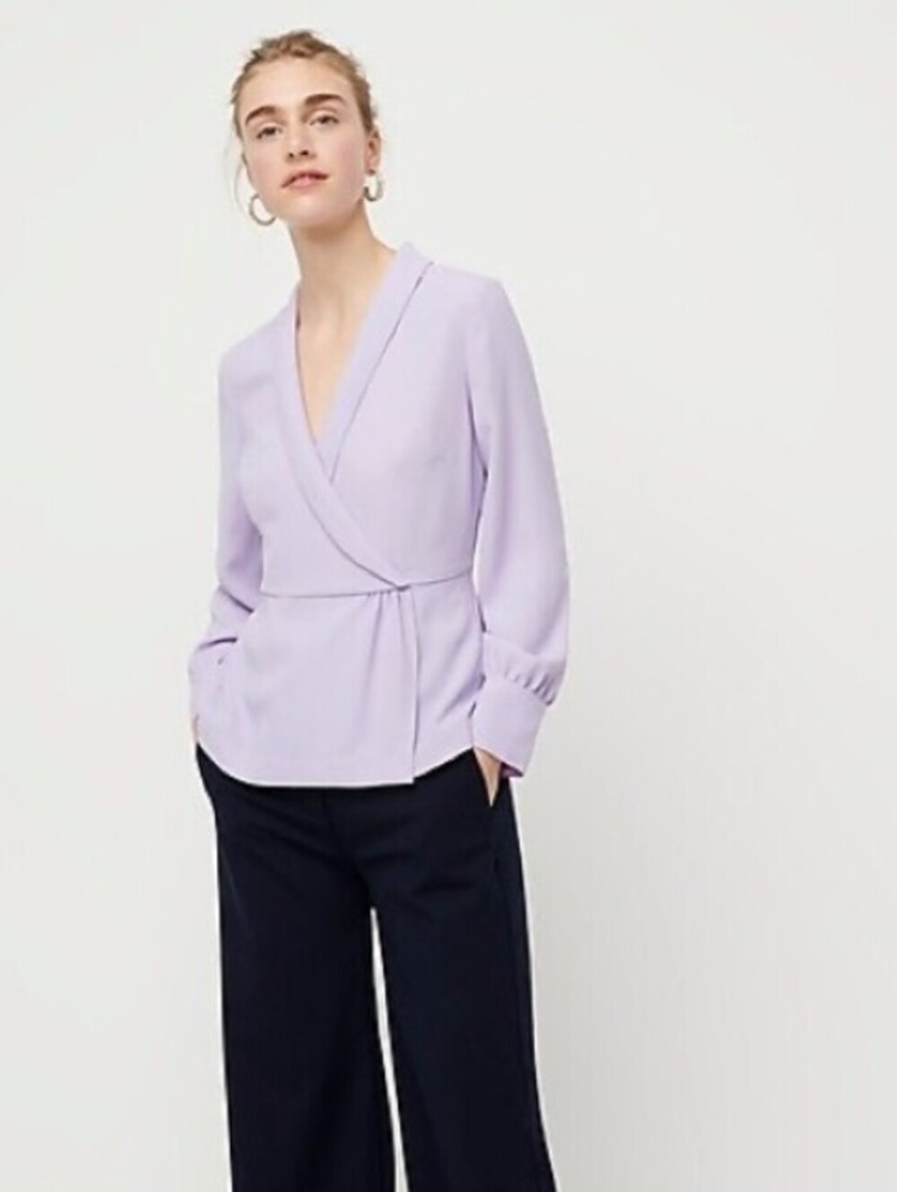 J.Crew Lavender Purple 365 Crepe Drapey Faux-Wrap Top - Size - 6 - NWT